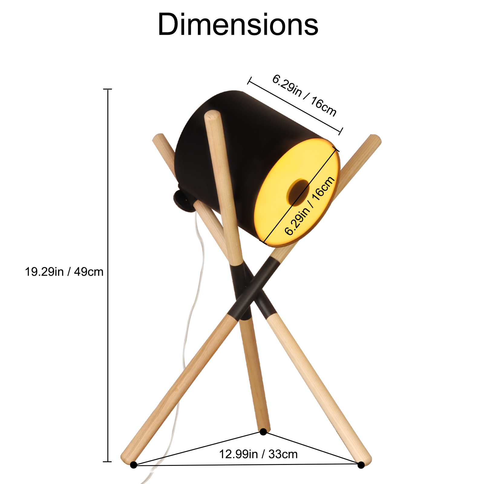 dimensions lampe de table en bois